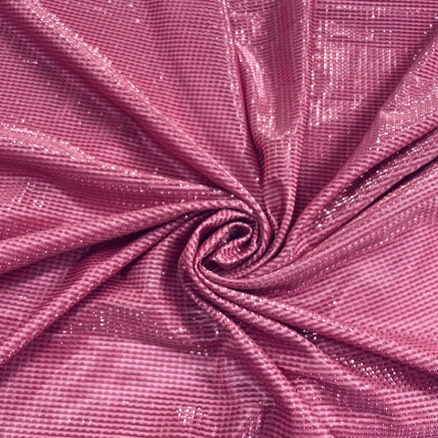 Pink Stripes Shimmer Imported Knit Fabric - TradeUNO