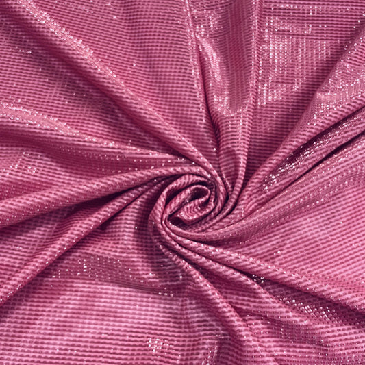 Pink  Stripes Shimmer Imported Knit Fabric