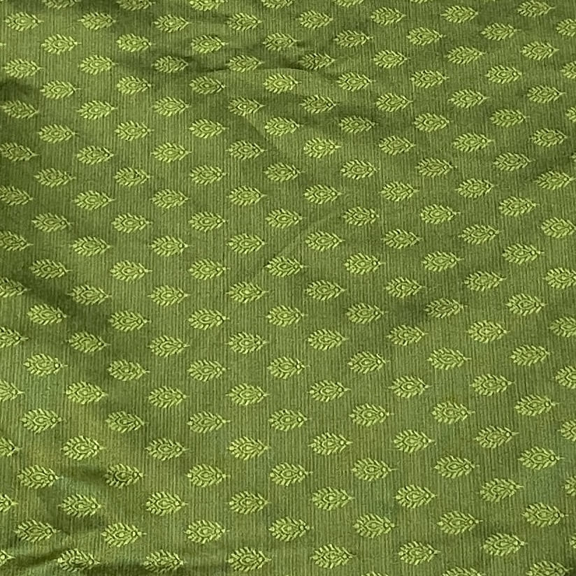 Premium Green Buti Work Brocade Silk Fabric
