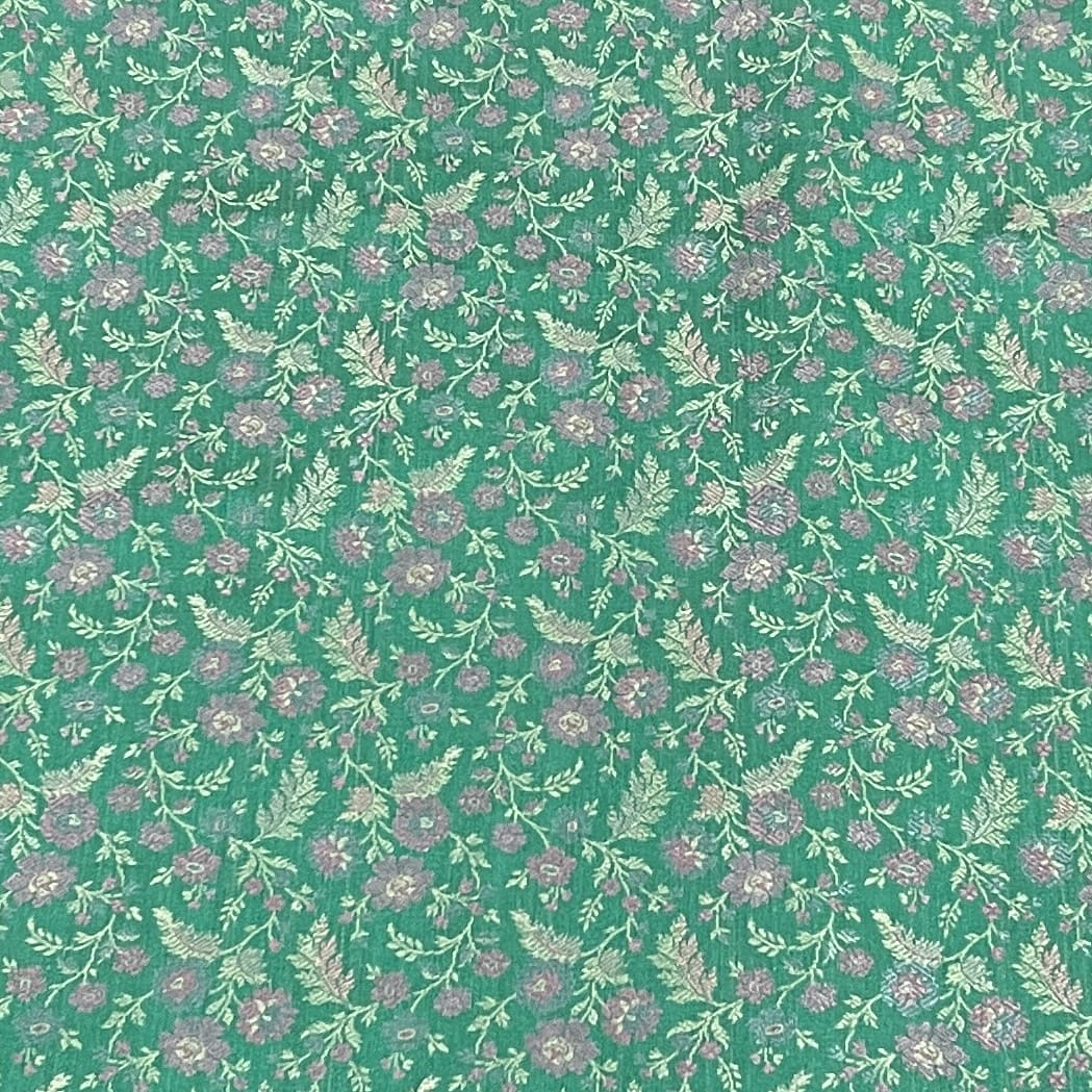 Premium Green Traditional Print Tanchui Jamewar Silk Fabric
