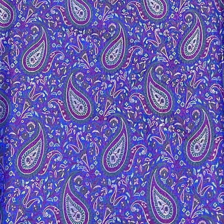 Premium Blue Traditional Paisley Print Tanchui Jamewar Silk Fabric