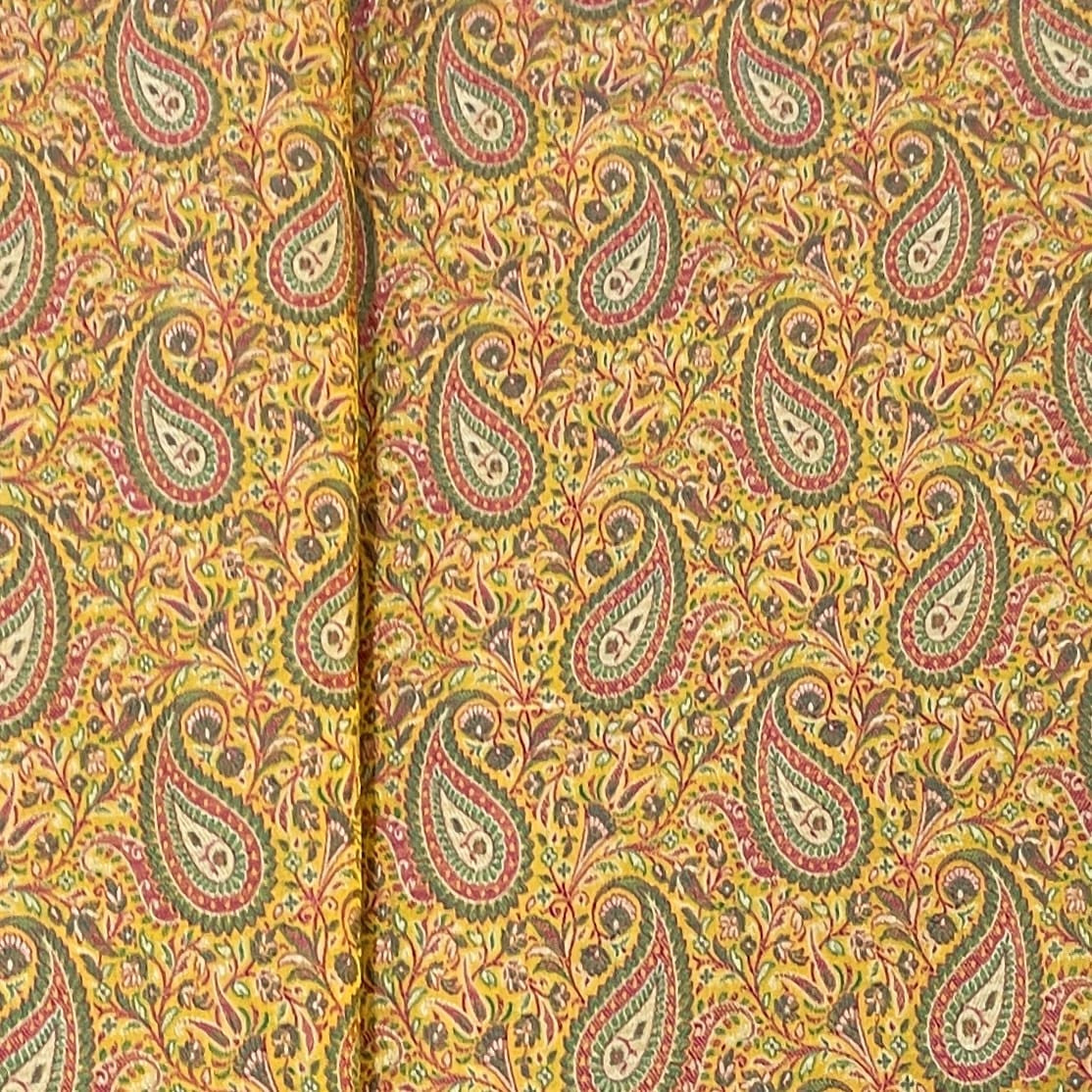 Premium Orange Traditional Paisley Print Tanchui Jamewar Silk Fabric