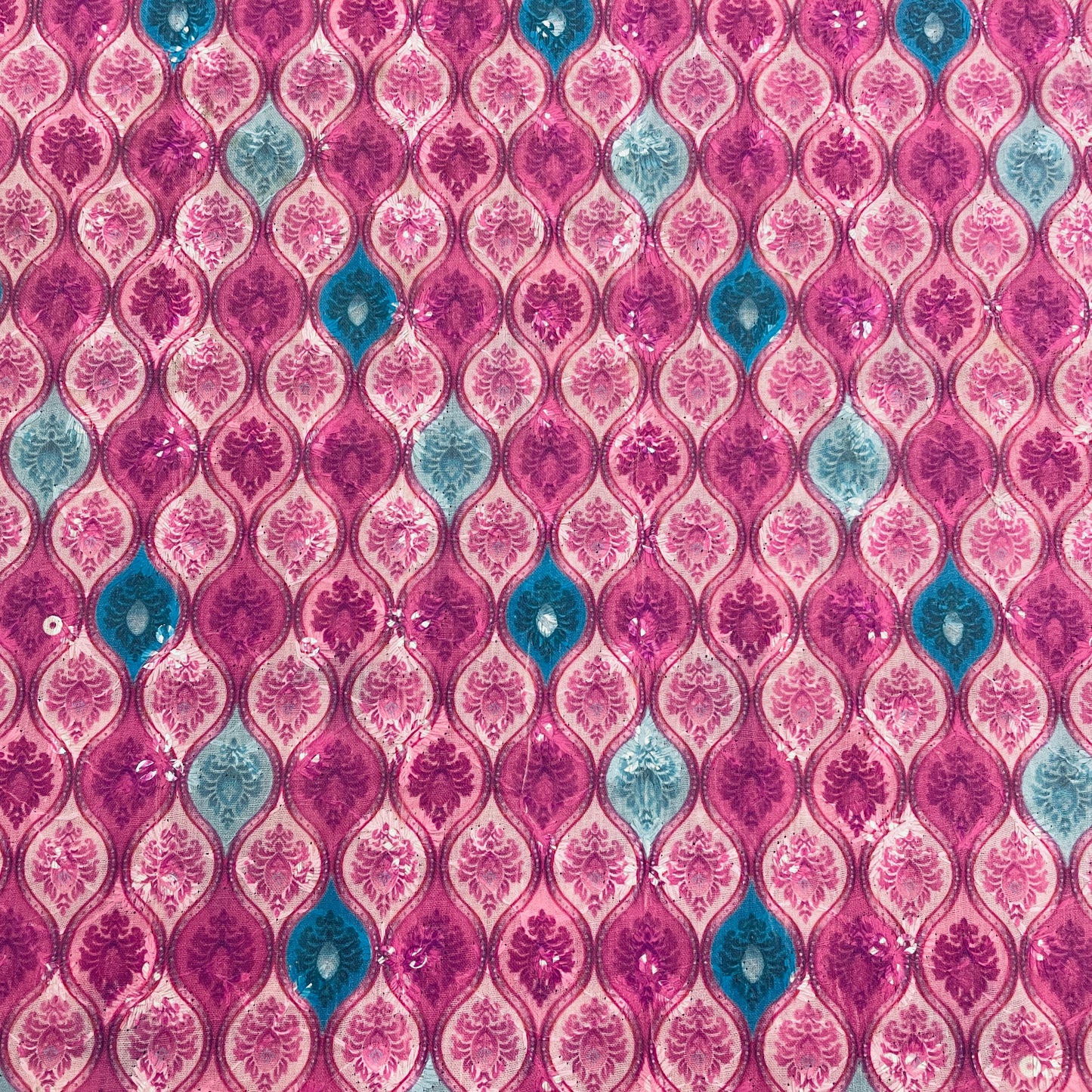 Pink Traditional Print Cotton Embroidery Fabric - TradeUNO
