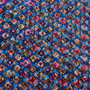 Blue Handblock Print Georgette Fabric - TradeUNO