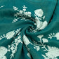 Classic Teal Green White Floral Thread Embroidery Tissue Organza Fabric