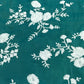 Classic Teal Green White Floral Thread Embroidery Tissue Organza Fabric