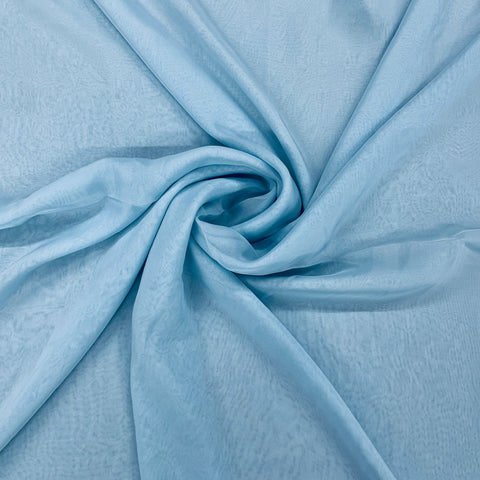 Sky Blue Solid Satin Organza Fabric - TradeUNO