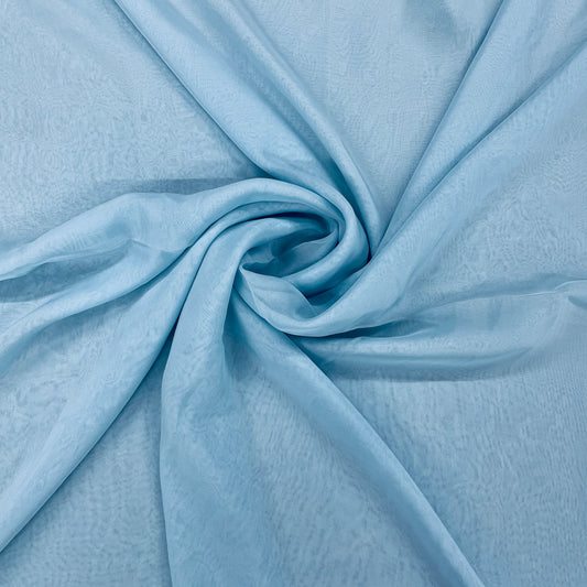 Sky Blue Solid Satin Organza Fabric