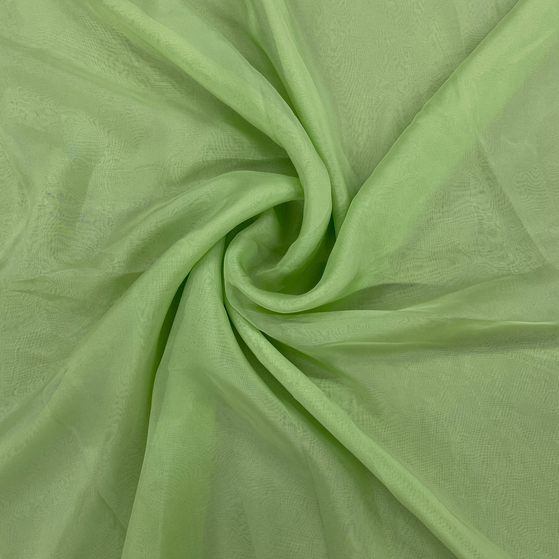 Light Green Solid Satin Organza Fabric - TradeUNO