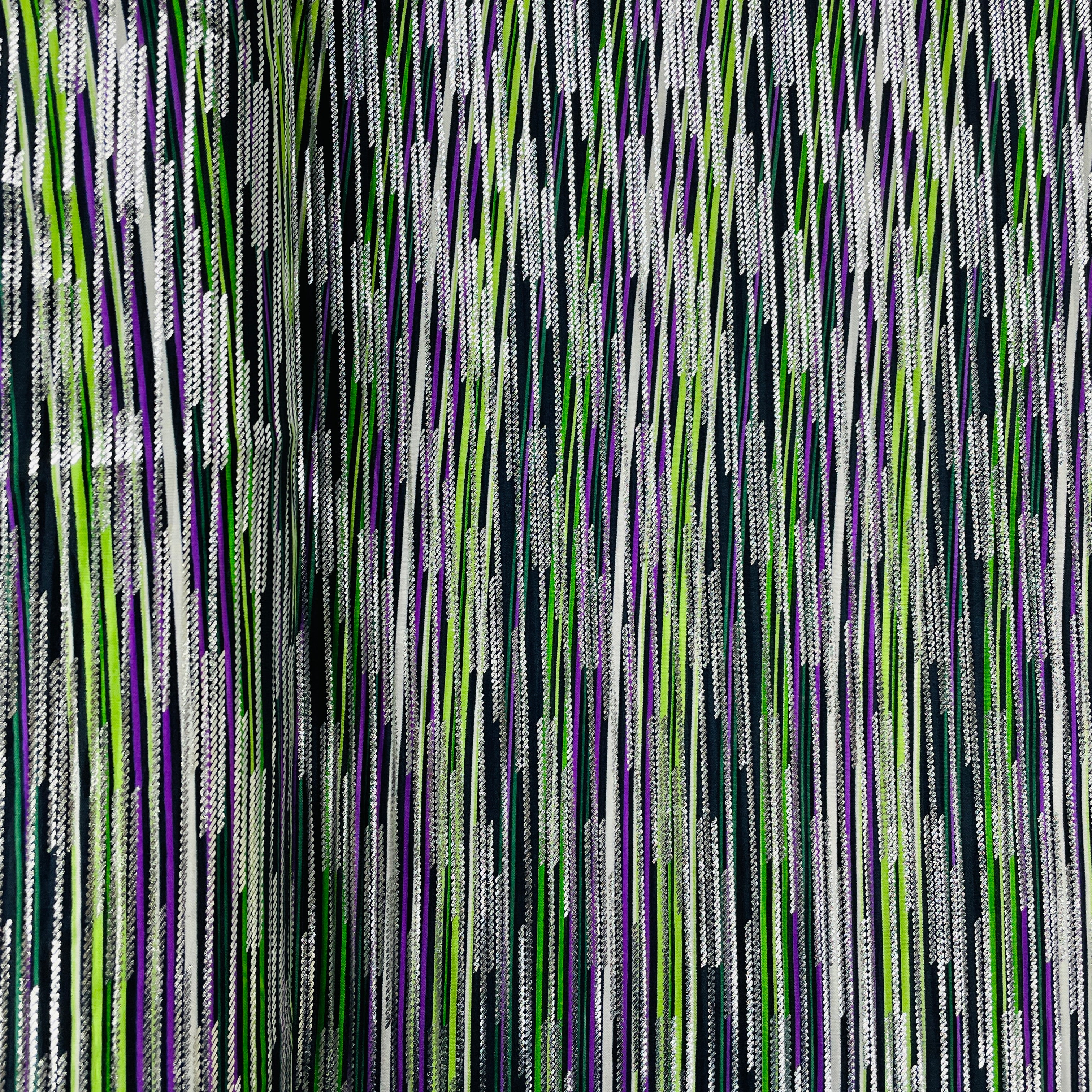 Multicolor Stripes Foil Knitted Lycra Fabric - TradeUNO