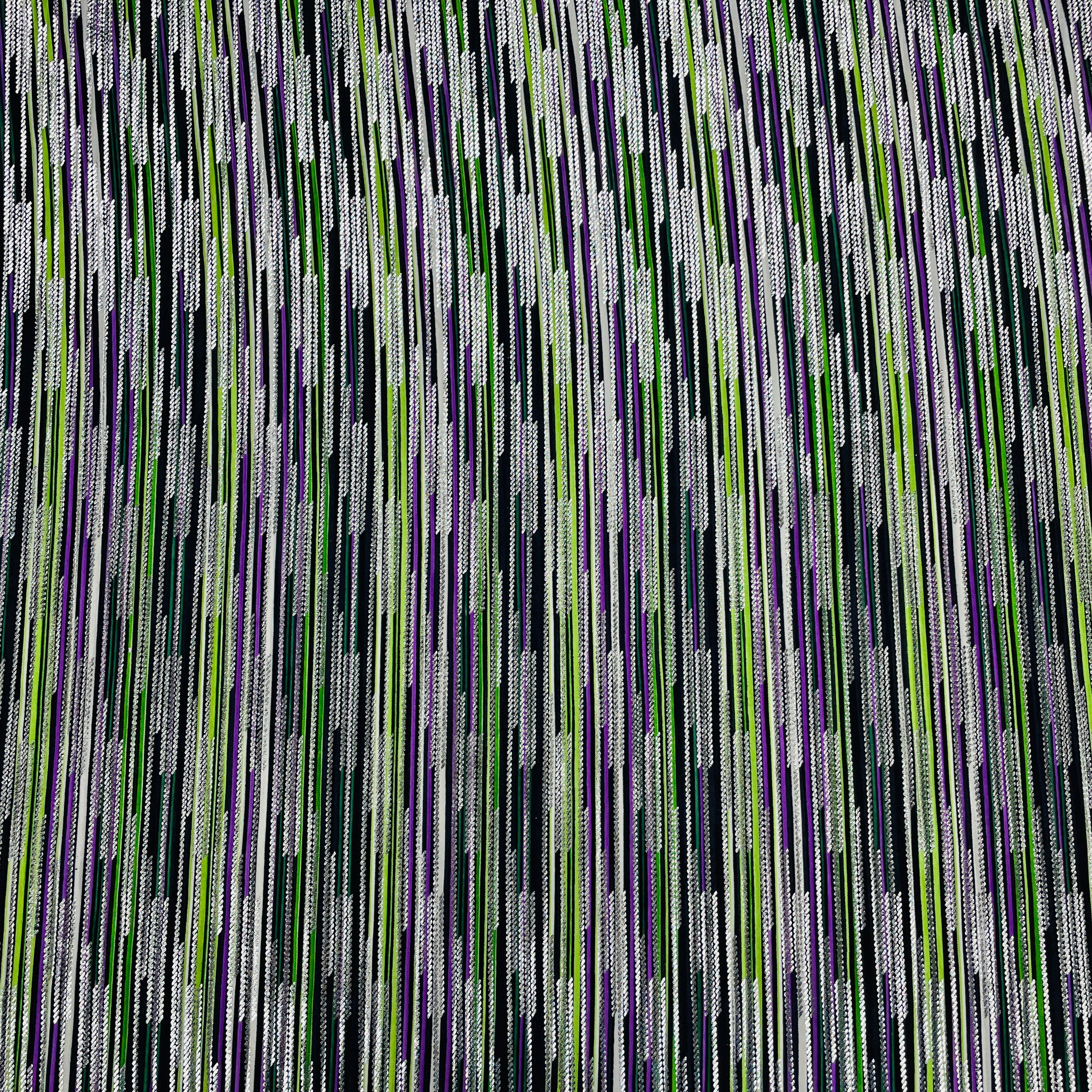 Multicolor Stripes Foil Knitted Lycra Fabric - TradeUNO