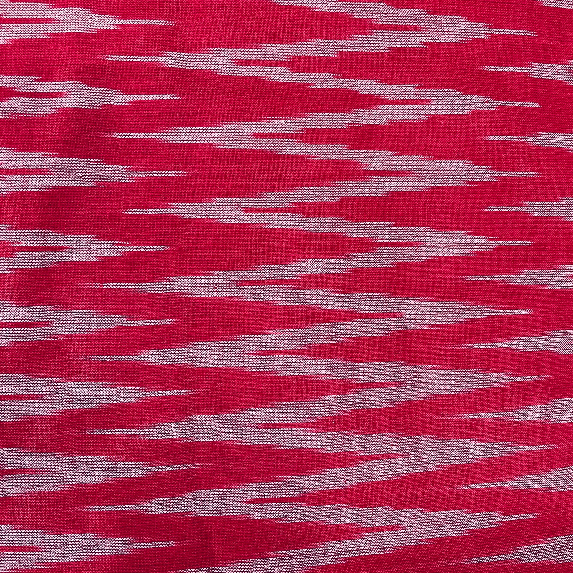 Punch Pink With Light Pink Ikkat Print Cotton Fabric - TradeUNO