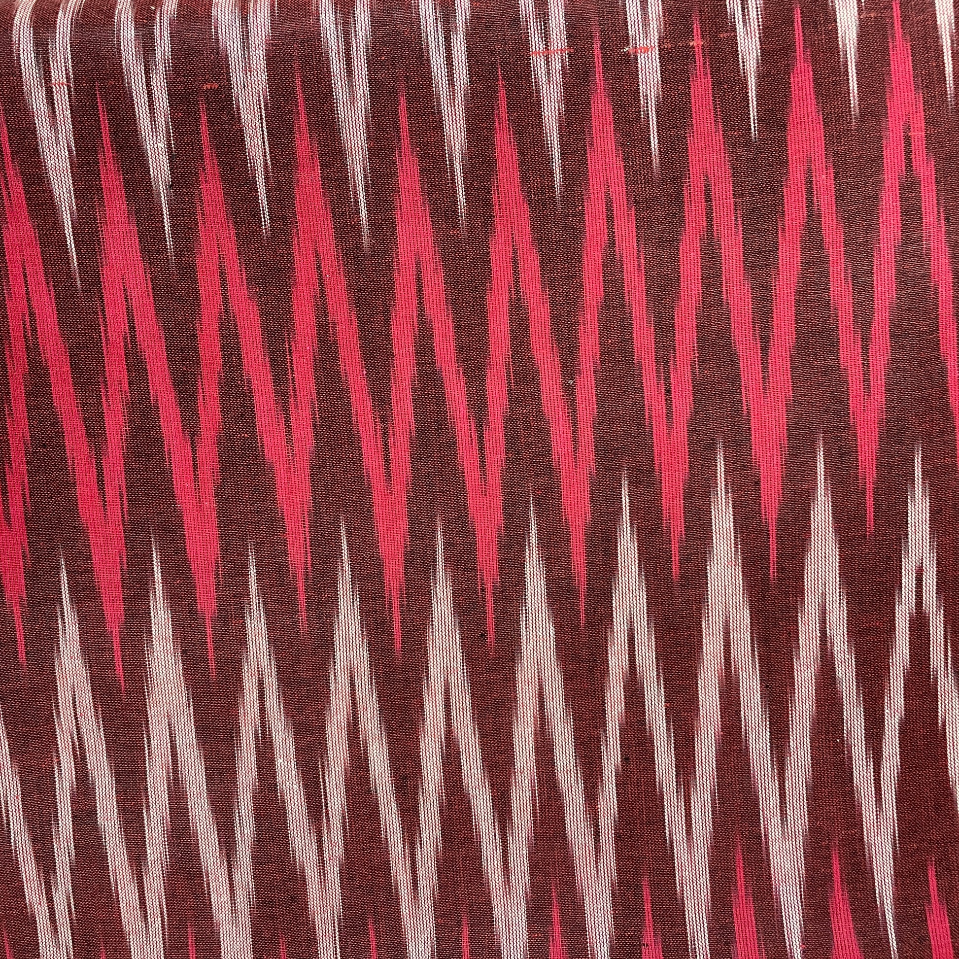 Magenta With Light Pink Ikkat Print Cotton Fabric - TradeUNO