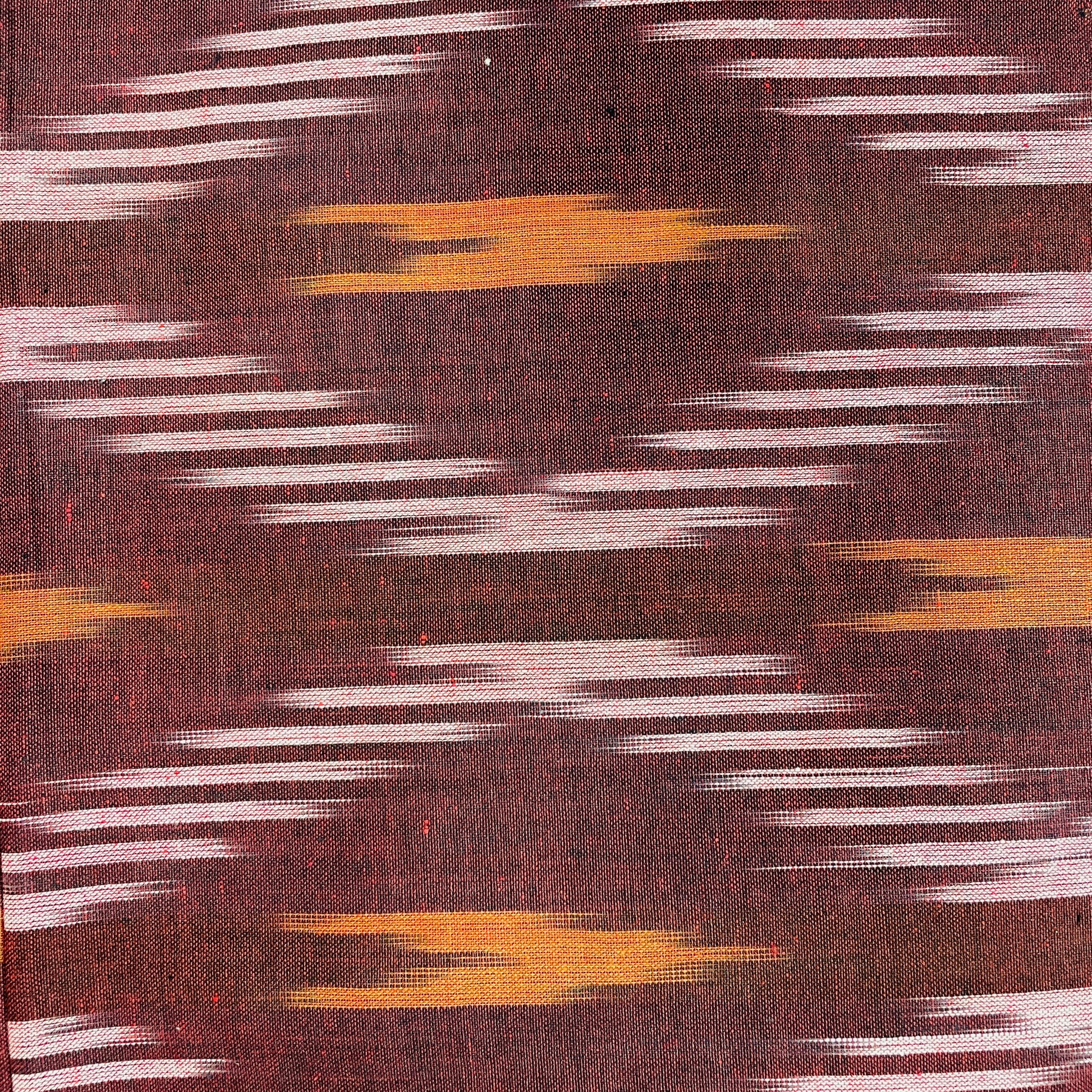 Maroon With Pink & Brown Ikkat Print Cotton Fabric - TradeUNO