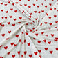 Premium White & Red Heart Print Crepe Fabric