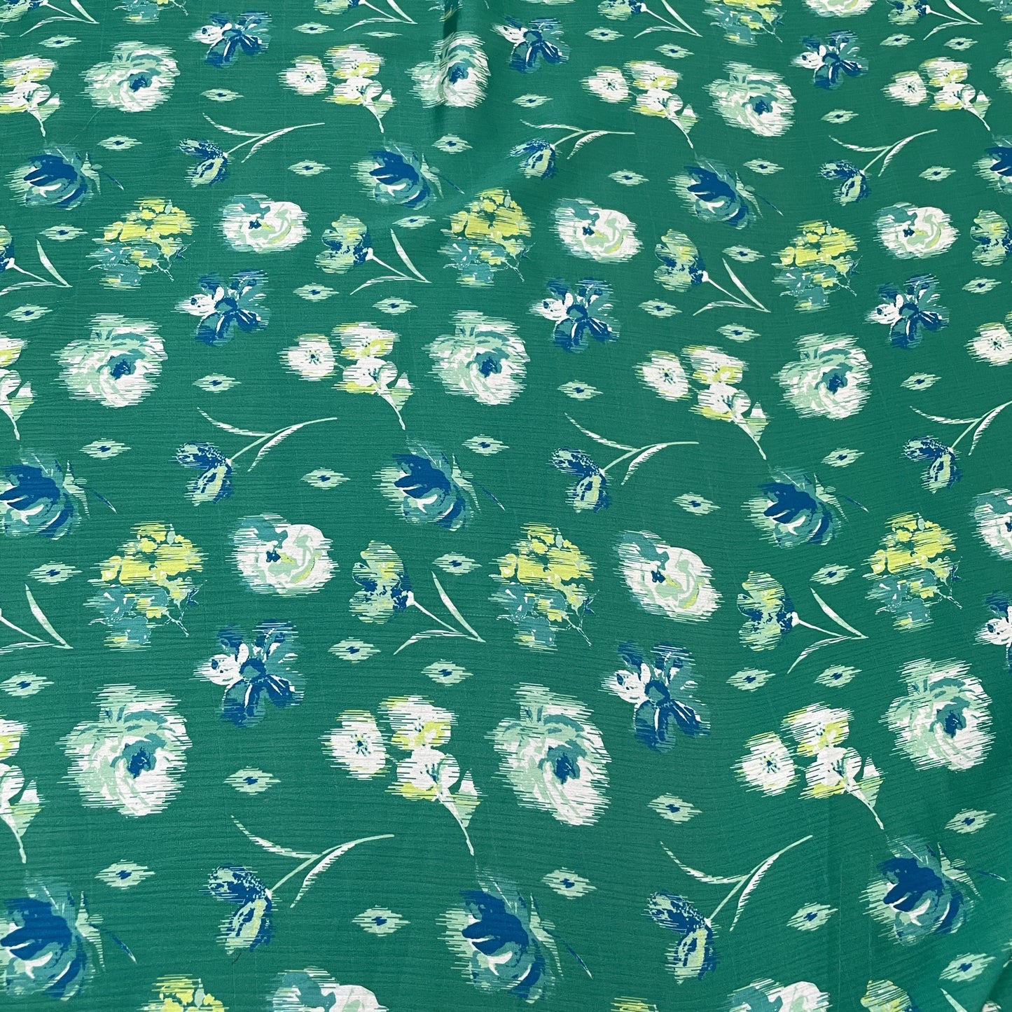 Premium Green Floral Print Satin Fabric