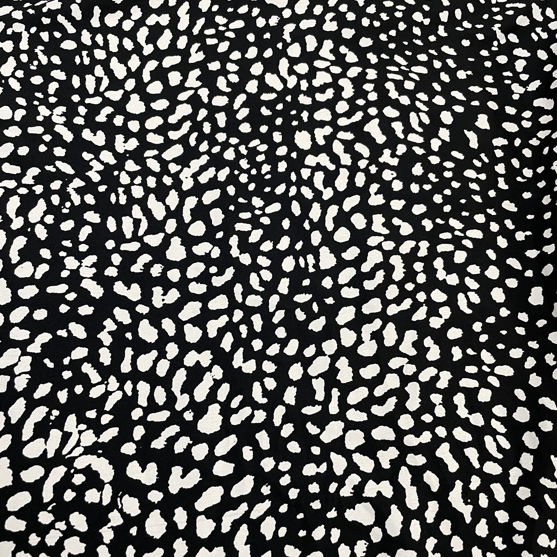 Premium White & Black Animal Print Satin Fabric