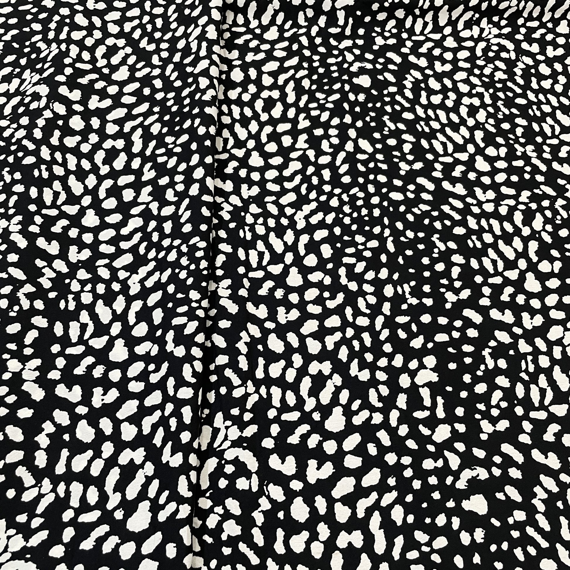 Premium White & Black Animal Print Satin Fabric