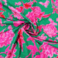 Premium Green & Pink Floral Print Satin Fabric