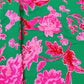 Premium Green & Pink Floral Print Satin Fabric