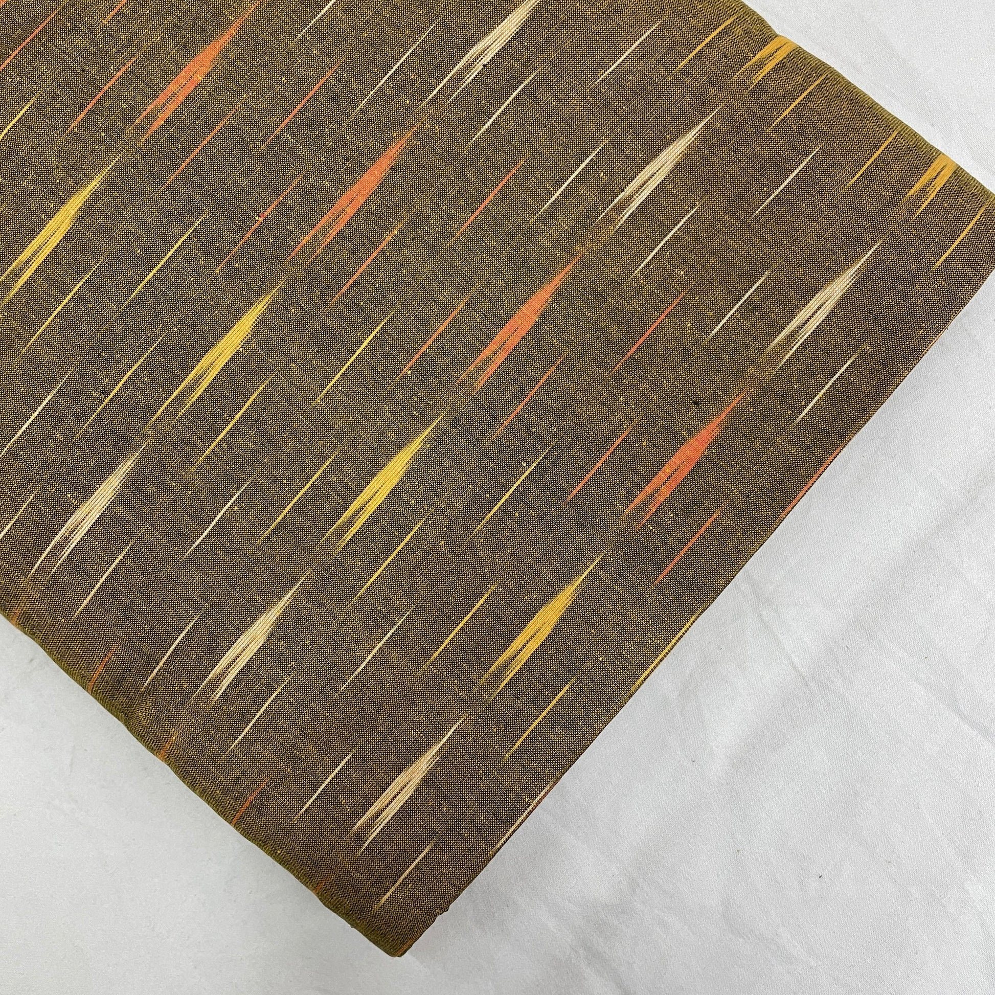 Grey With Multicolor Ikkat Cotton Fabric - TradeUNO