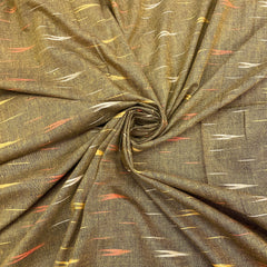 Grey With Multicolor Ikkat Cotton Fabric - TradeUNO
