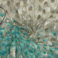 Cream With Green Ombre Sequence Embroidery Net Fabric - TradeUNO