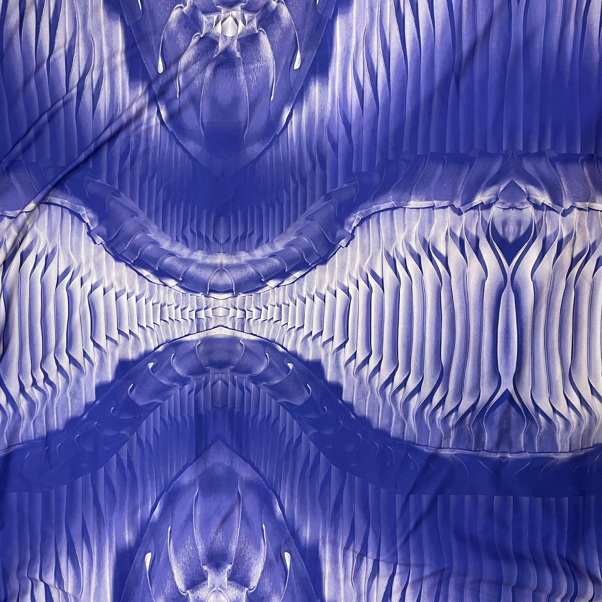 Blue With White Stripe Print Knit Lycra Fabric - TradeUNO