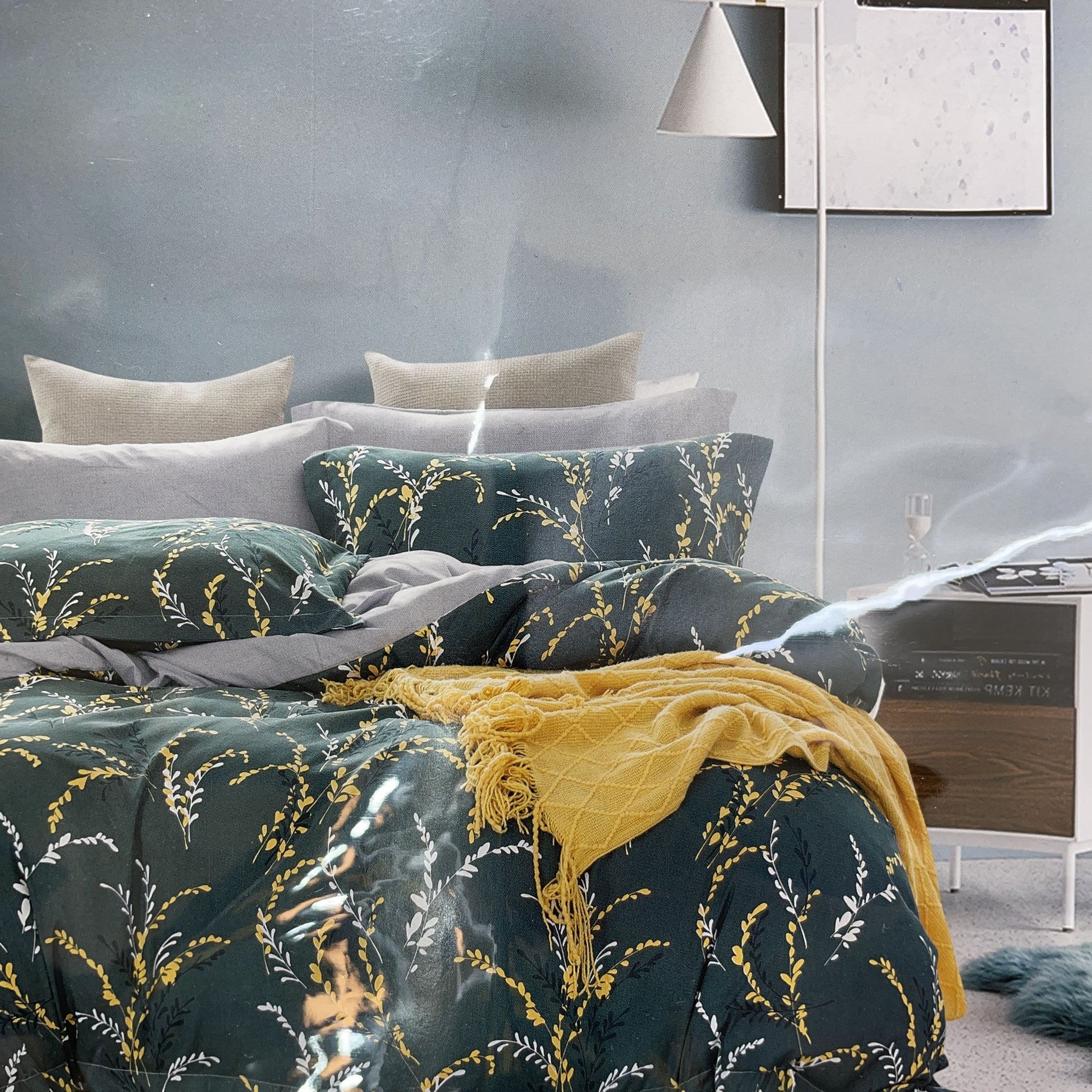 Premium Green Floral Print Bedsheet Three Pcs Bedsheet Set Fabric