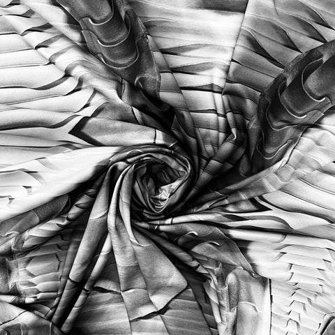 Grey With White Stripe Print Knit Lycra Fabric - TradeUNO