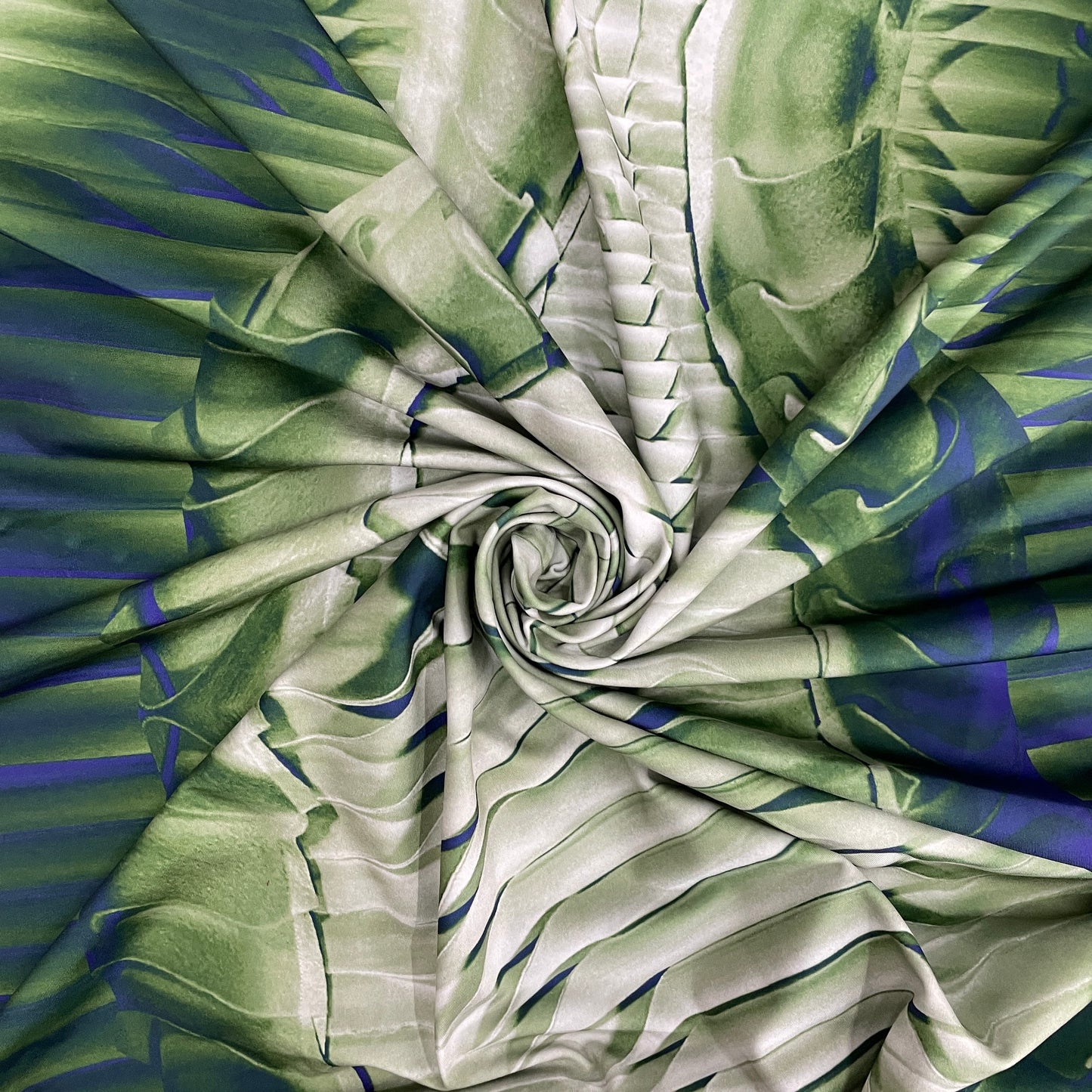 Green With White Stripe Print Knit Lycra Fabric - TradeUNO