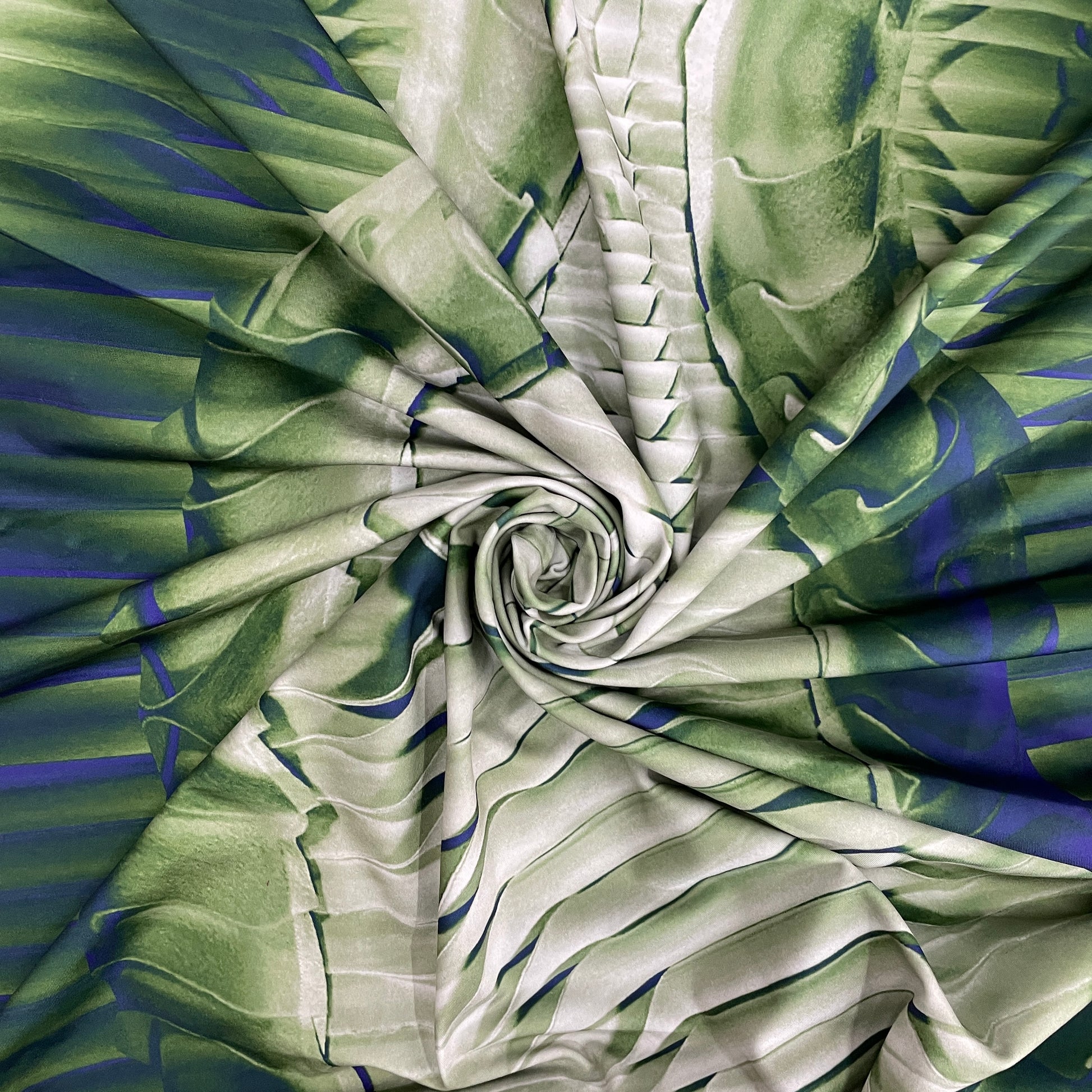 Green With White Stripe Print Knit Lycra Fabric - TradeUNO