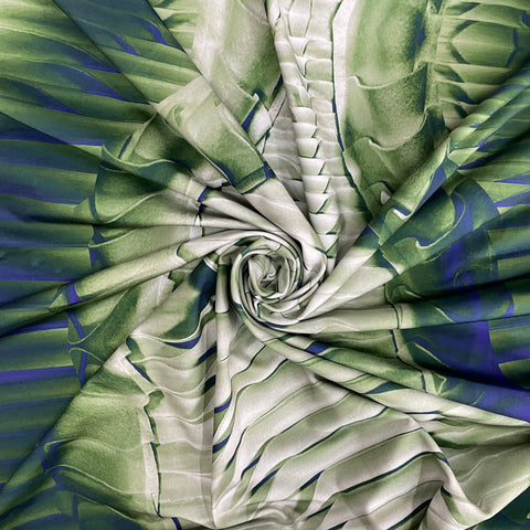 Green With White Stripe Print Knit Lycra Fabric - TradeUNO