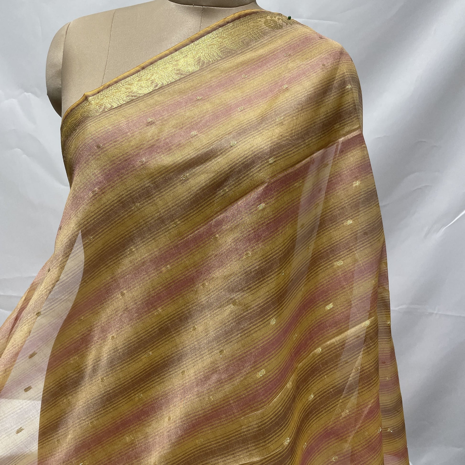 Premium Light Yellow Golden Foil Buti Work Chanderi Silk Jacquard Dupatta
