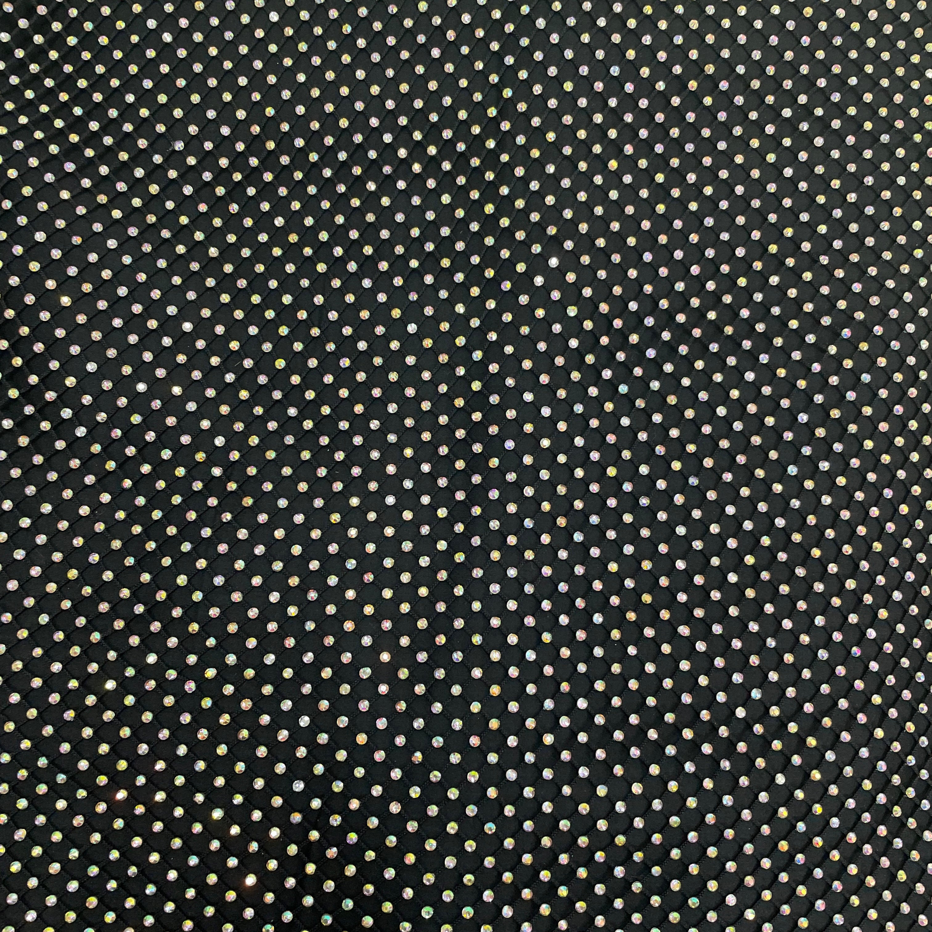 Imported Rhinestone Embroidery Black Mesh Net Fabric - TradeUNO