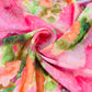 Premium Pink Floral print Georgette Satin Fabric