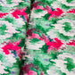 Premium Green Pink Ikkat Print Georgette Satin Fabric