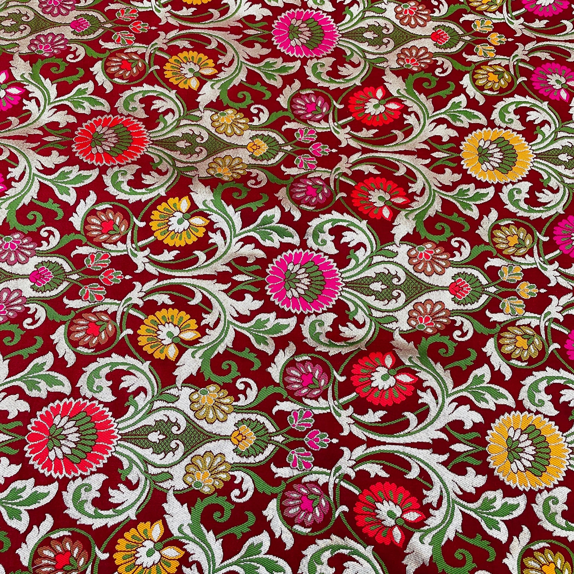 Premium Red Floral Zari Khimkhwab Banarasi Silk