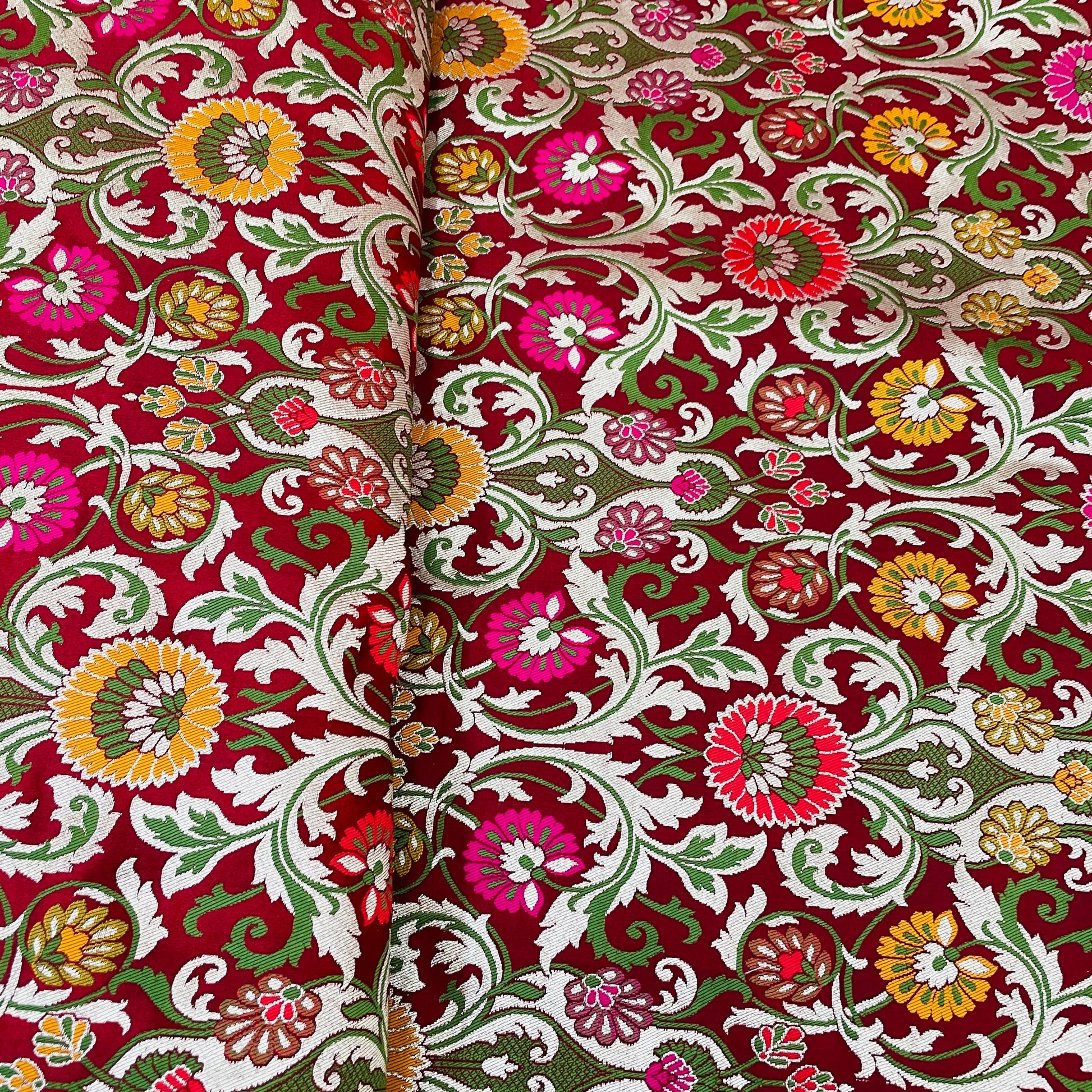 Premium Red Floral Zari Khimkhwab Banarasi Silk