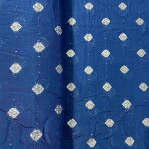 Navy Blue Zari Embroidery Sequins Chanderi Fabric