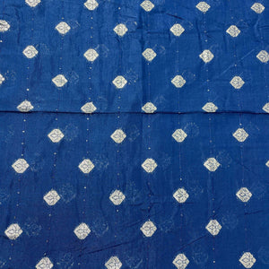 Navy Blue Zari Embroidery Sequins Chanderi Fabric