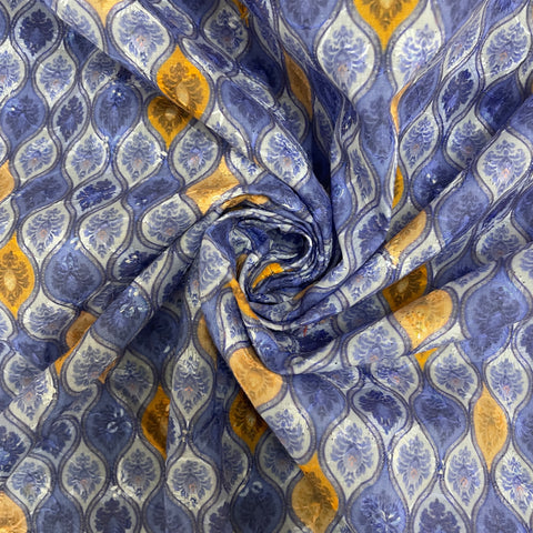 Blue Traditional Print Cotton Embroidery Fabric - TradeUNO