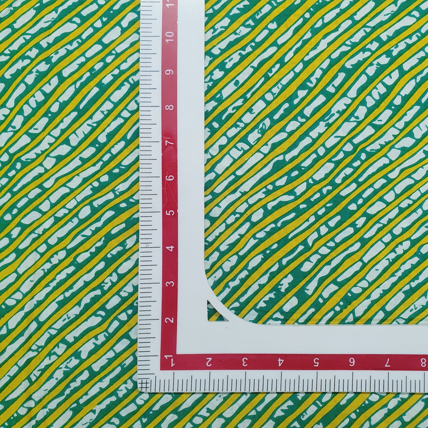 Light Green & Yellow Lehariya Print Cotton Fabric Trade UNO