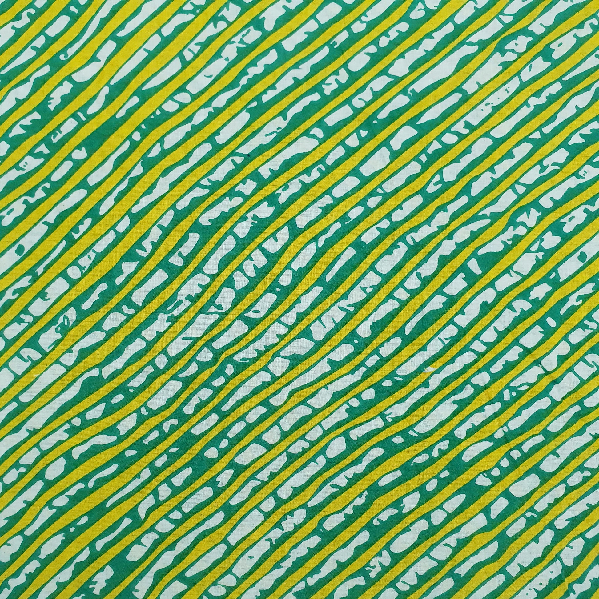 Light Green & Yellow Lehariya Print Cotton Fabric Trade UNO