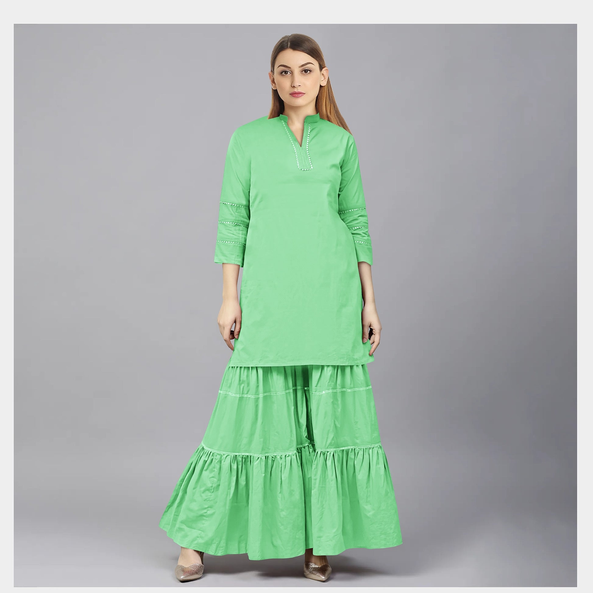 Light Green Solid Crepe Fabric Trade UNO
