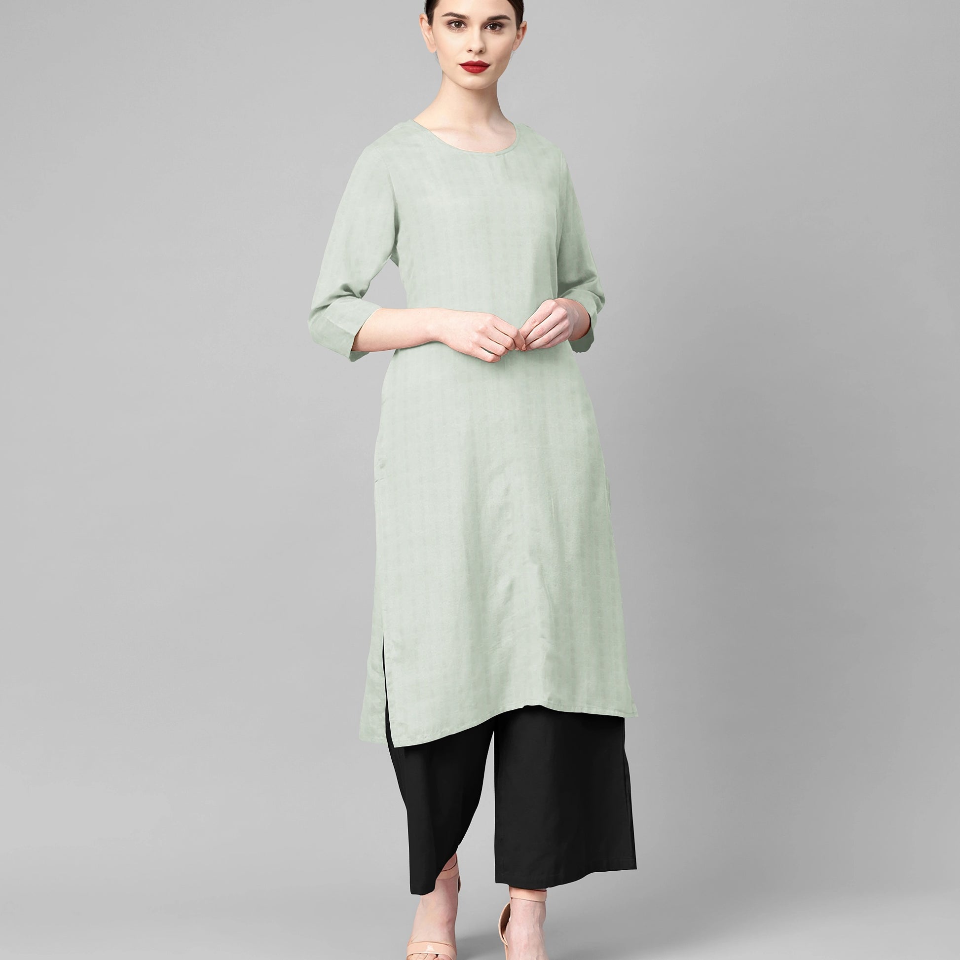 Light Green Solid Georgette Fabric Trade UNO