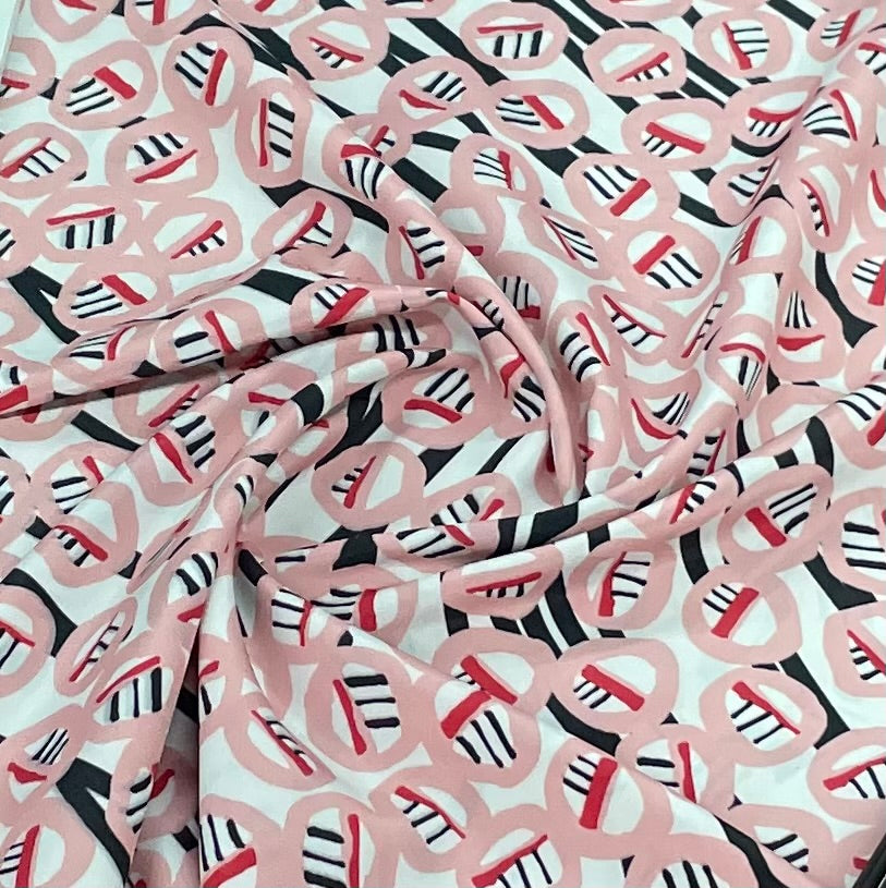 Light Pink Abstract Print Crepe Fabric - TradeUNO