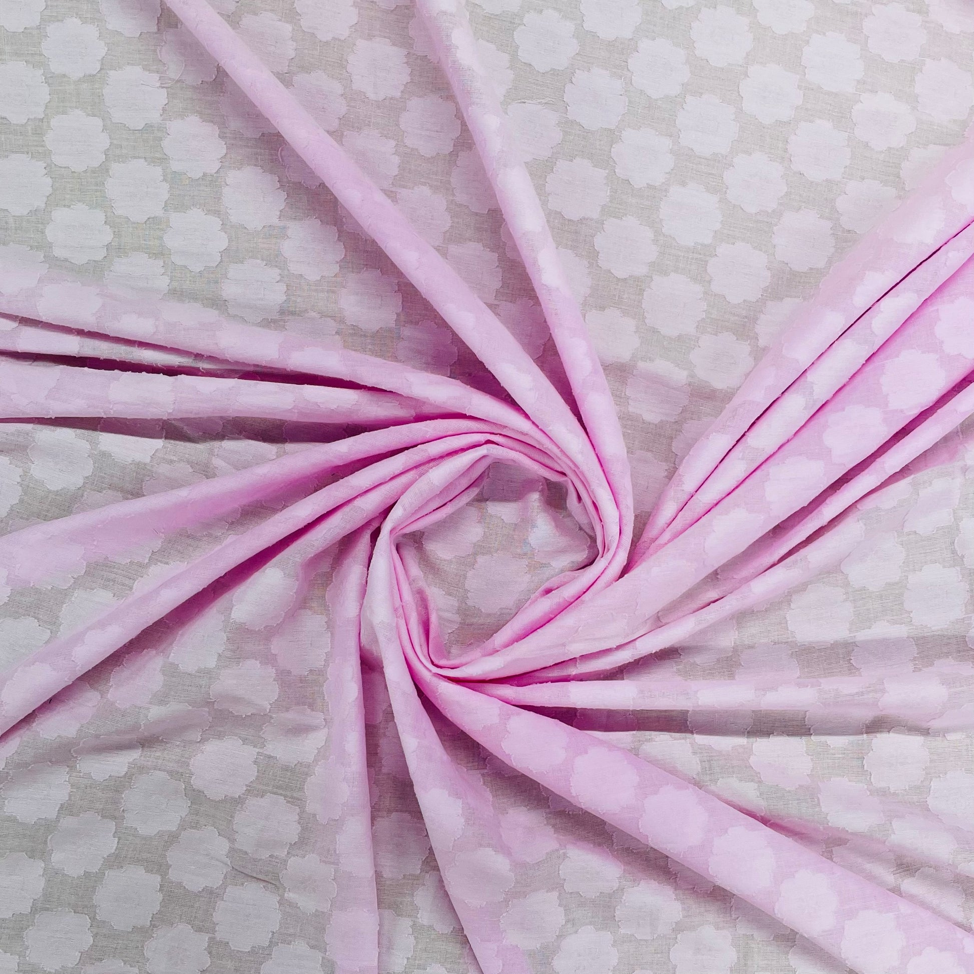 Light Pink Solid Jacquard Cotton Fabric Trade UNO