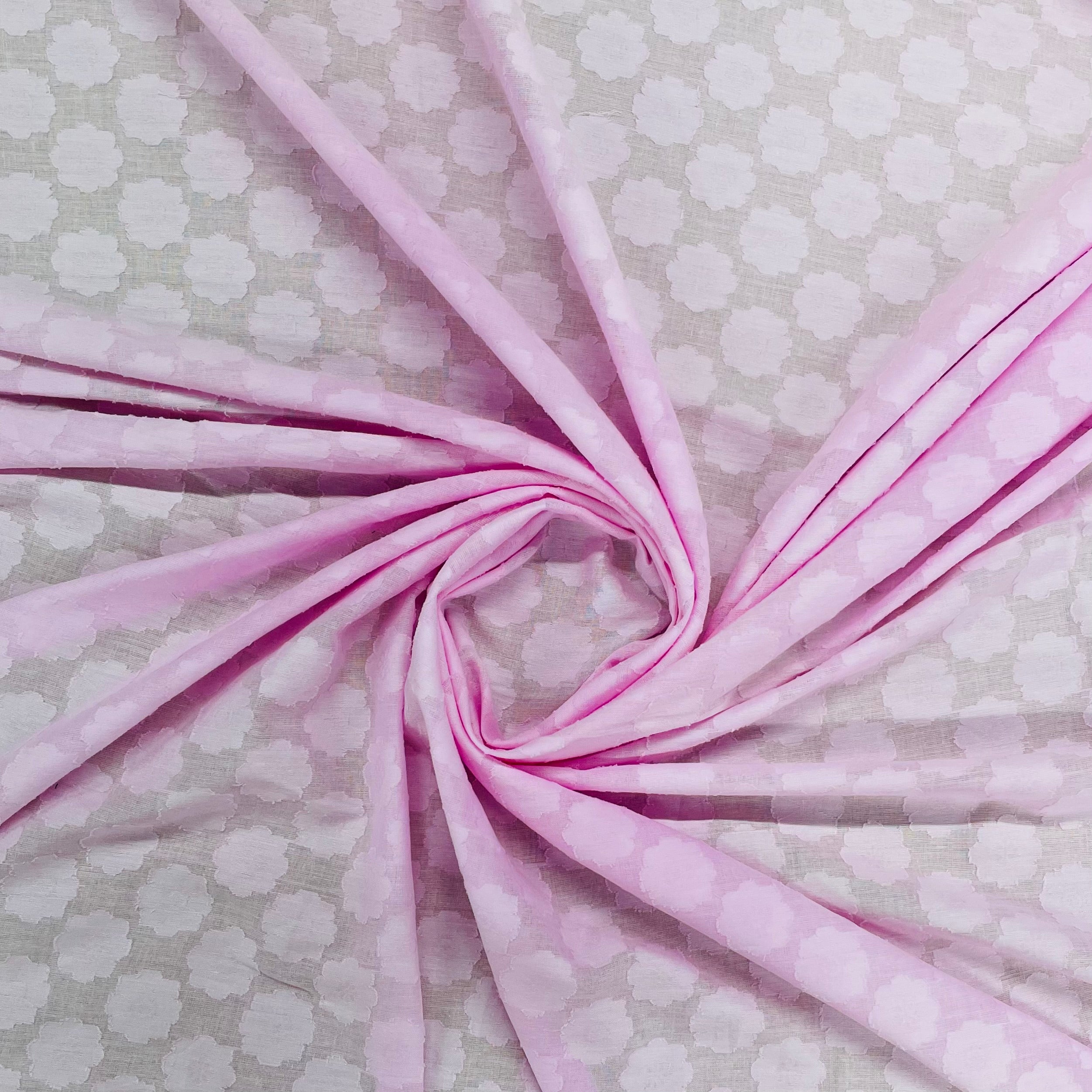 Light Pink Solid Jacquard Cotton Fabric Trade UNO