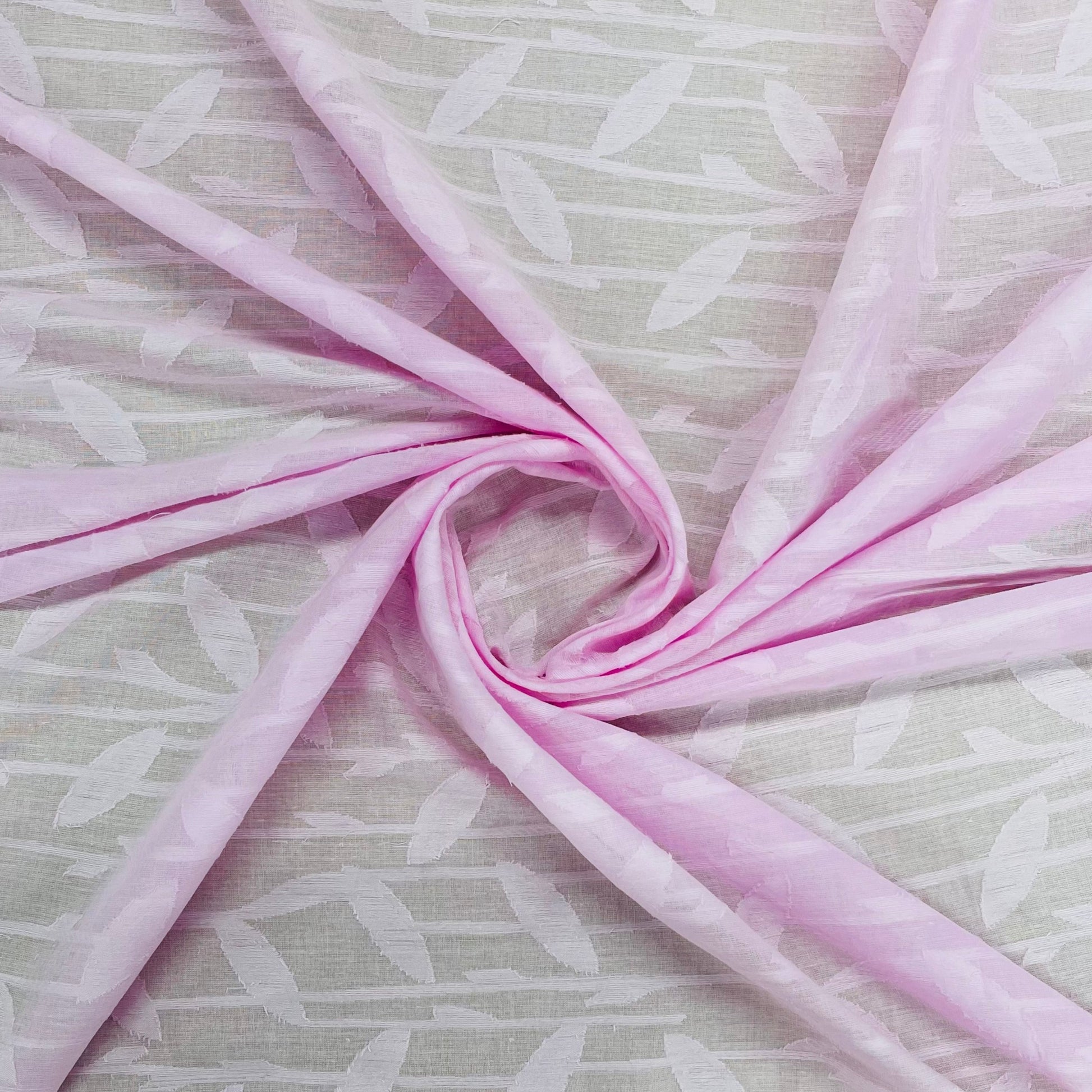Light Pink Solid Jacquard Cotton Fabric Trade UNO